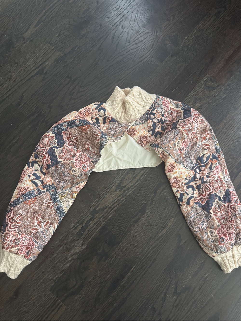 House of Harlow Patchwork Floral Quilted Cropped Bolero